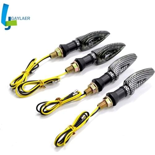 4PCS Carbon Fiber 12V LED Motorcycle bike Turn Signal Indicators Blinker Amber Light Lamp Bulb For Kawasaki Honda Yamaha