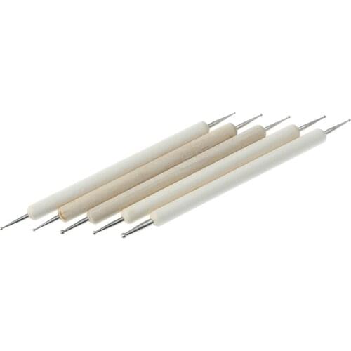 5pcs/lot Wood And Stainless Steel Ball Stylus Polymer Clay Pottery Ceramics Sculpting Modeling Handmade Tools Set 13Cm