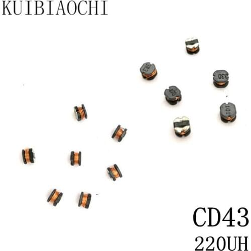 50pcs/LOT SMD Power Inductor CD43 220UH 221 4.5*4*3.2MM Unshielded winding inductor