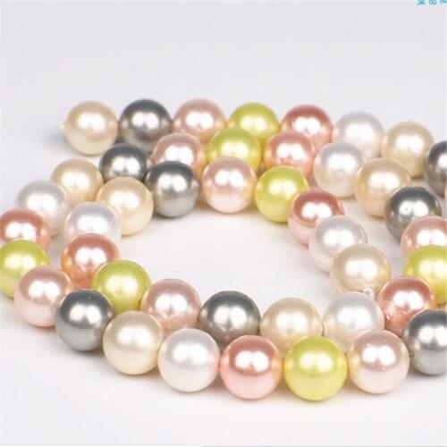 6/8/10mm Natural Real shells Round Sea Shell Pearl Loose Beads DIY Jewelry Making Accessories Multicolor Girl Gift Wholesale 15"