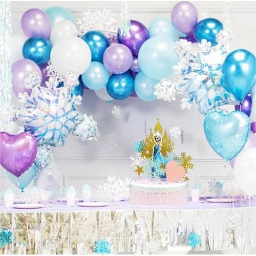 85pcs Snowflake Foil Balloons Garland For Birthday Party Decoration Kids Girl Ice Snow Princess Decor Supplies