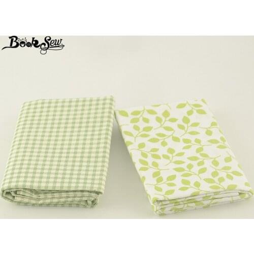 Booksew Checks And Leaf Pattern 2PCS/Lot Cotton Twill Fabric 50x100CM Quilting Tissue For Baby Cushion Patchwork Scrapbooking
