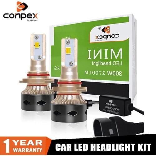 Conpex 2pcs H7 LED H1 H11 9005 9006 H4 LED Car Headlight 60W 6000LM Auto Headlamp Light Bulb White 6500K 12V Lamp with 3 colors