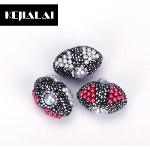 KEIJIALAI Top Sell Jewelry Accessories Oval Shape Connectors for DIY Earrings Making Paved with Rhinestone Pearl Crystal Pendant