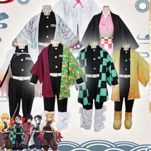 Agatsuma Zenitsu Kids costumes Demon Slayer Kamado Nezuko costumes Blade of Ghost Graphic cosplay Tomioka Giyuu kimono for kids