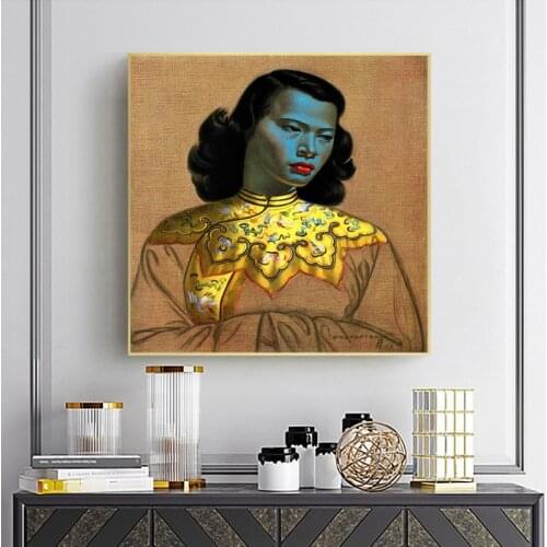 Chinese Tretchikoff Lady Vintage Oil Painting on Canvas Posters and Prints Scandinavian Nordic Wall Art Picture for Living Room