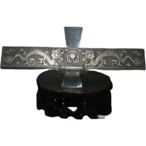 Chinese old Miao silver Carving Dragon Paperweight Collectible Paperweight