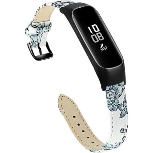 For Samsung Galaxy Fit-e Leather Strap Fashion Flower Print Replacement Wrist Bands Leisure Adjustable Watchband For Women