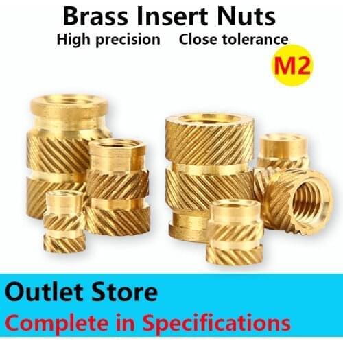 M2 100PCS Brass Hot Melt Inset Nuts Heating Molding Copper Thread Inserts Nut SL-type Double Twill Knurled Injection Brass Nut