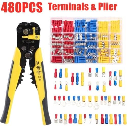 280/480PCS Electrical Ring Fork Set Cable Connector Insulated Spade Butt Ring Lugs Rolled Terminals Wire Crimp Terminal Kit