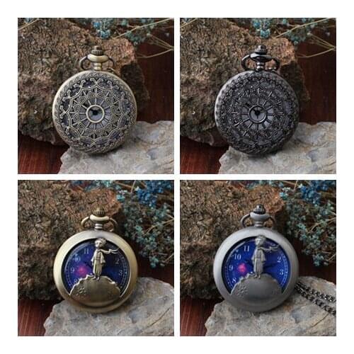 New arrival The little Prince And spiders web Bronze Quartz Pocket Watch Analog Pendant Necklace Mens Womens Kids Gifts