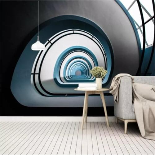 Custom Wallpaper 3D Modern Extended Space Tunnel Industrial Wind Background Wall Mural Wallpapers for Living Room Wall Paper 3D