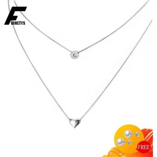 Bali Jelry Trendy Necklace Silver 925 Jewelry Heart-shape Zircon Gemstone Pendant Accessory for Women Wedding Engagement Party