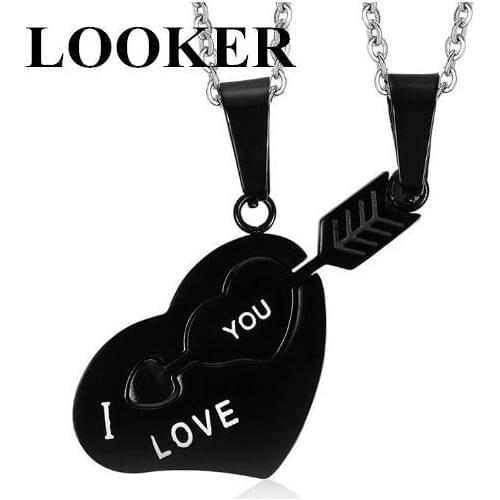 LOOKER I LOVE YOU Best Friend Necklace Pendant Stainless Steel Jewelry Couples Korean Ladies Trendy Paired Suspension Pendant
