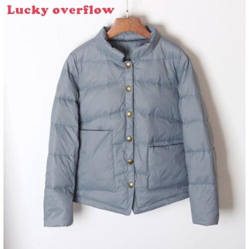 2021 New Fashion Autumn Winter Ultra Light Duck Down Coat Women Short Oversize Loose Jackets Slim Puffer Jacket Pocket Parkas