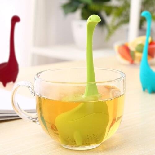 Tea Infuser Silicone Handle Strainer Filter Loose Tea Steeper Dinosaur Loose Leaf Tea Infusers with Long Handle SiliconeStrainer