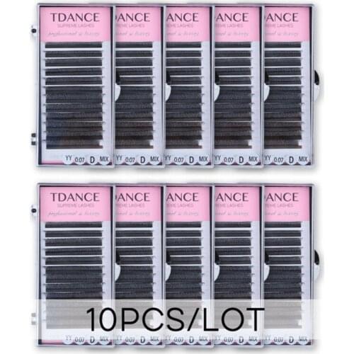 TDANCE 10Pcs 8-15MIX YY shape Hand Woven Premium Mink Soft Light Natural Eyelashes Extension Makeup Mesh Net Cross False Eyelash
