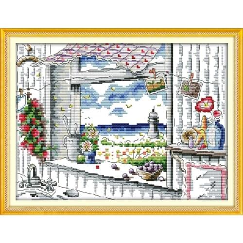 Everlasting Love The Scenery Out Of The Window Chinese Cross Stitch Kits Ecological Cotton Stamped 11CT DIY Decorations For Home