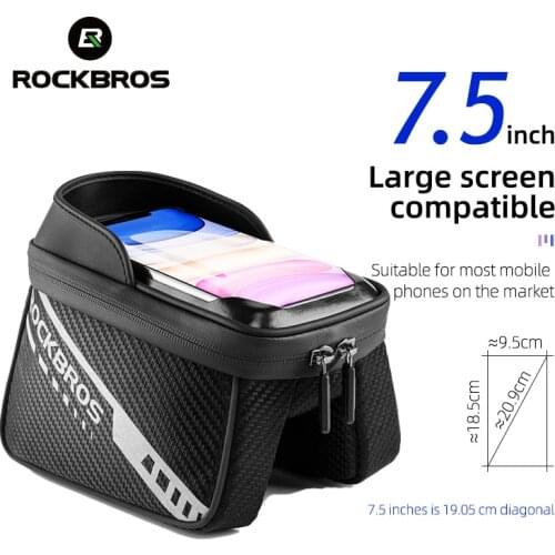 ROCKBROS Bicycle Bag Waterproof Touch Screen Cycling Bag Top Front Tube Frame MTB Road Bike Bag 7.5 Phone Case Bike Accessories