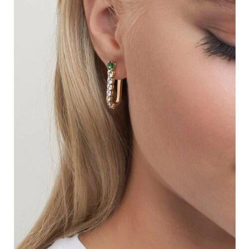 High quality fashion women jewelry Colorful Cubic Zirconia Sparking Bling Cz Geometric Hoop Earring