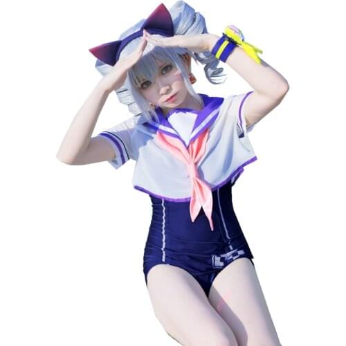 High Quallity Anime Honkai Impact 3 Bronya Zaych Swimming Suit Woman Cosplay Costume Top + Accessory