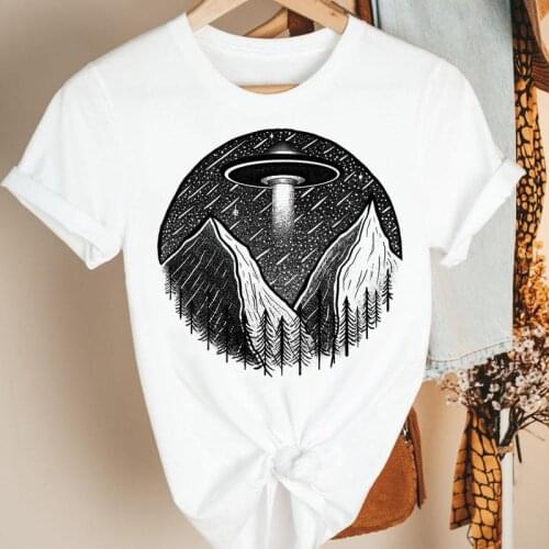 Women Clothes UFO Alien Cute Casual Trend 90s Cartoon Summer Short Sleeve Print Fashion Tshirt Female Tee Top Graphic T-shirt