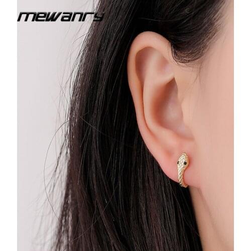 Mewanry 925 Sterling Silver Little Snake Zircon Earrings Sweet And Lovely Fashion Holiday Party Sparkling Jewelry Gift for Women
