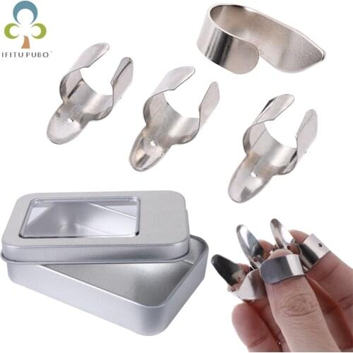 1 Thumb with 3 Finger Guitar Picks Metal Nail Picks Open Design for Banjo Ukulele Guitar Guitar Playing Accessory Beginner ZXH