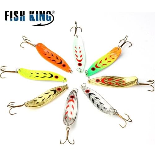FISH KING Spinner Bait 1PC 8 Color Fishing Hook 18g-28g Fake Fishing hook Bass Hard Baits Spoon Lures With Treble Hook Tackle