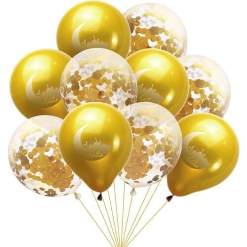 10pc/Set Eid Mubarak Party Balloons Decor Balloons Happy Birthday Festival Ballon Party Decoration Confetti Latex Balloon Favors
