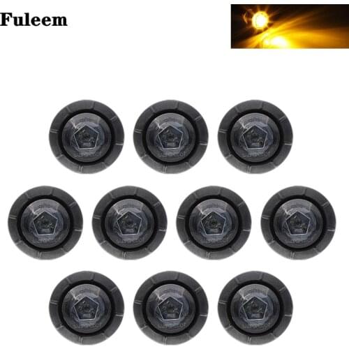 Fuleem 10PCS Mini 12V 3/4 Inch Mount Smoked Lens Amber Light LED Bullet Marker Lights, Side Led Marker for Truck Boat SUV ATV