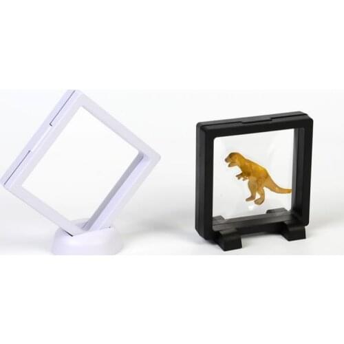 100pcs 108*108*18mm Clear PET Membrane box Stand Holder Floating Display Case Earring Gems Ring Jewelry Packaging Box SN3828