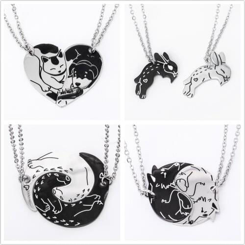 2021 Tainless Steel Yinyang Cat Bog Water Rex Rabbit Necklace Key Chain Lovers Jewelry Pendant