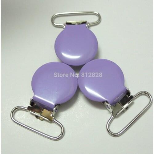 25pcs 1'' 25mm #MD32 Lavender Color Enamel Pacifier Clips/Suspender Clips
