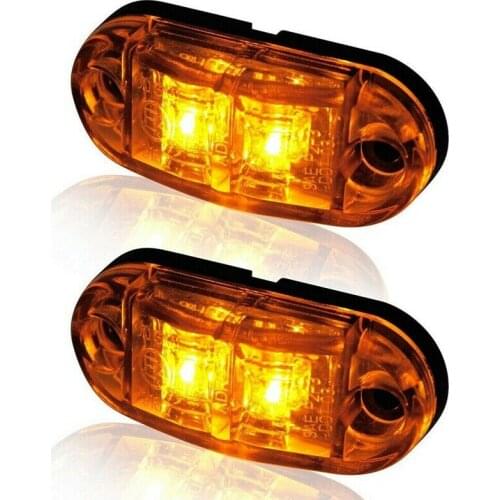 4PCS Universal Amber LED 2.5INCH 2 Diode Light Oval Clearance Trailer Truck LED Side Marker Lamp 12V Waterproof