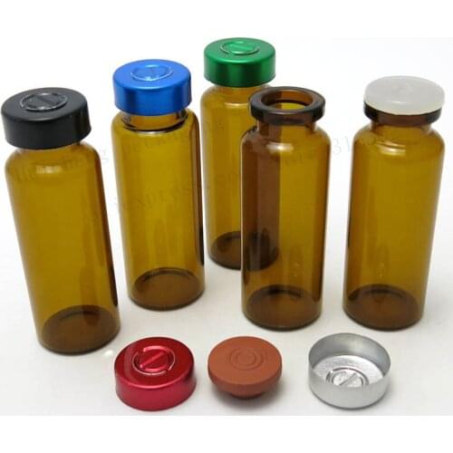 500 x 20ML Amber Injection Glass Vial with Flip Cap 1/3oz Amber Glass Bottle 10cc Glass Containers