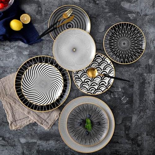 6 Inch Tableware Phnom Penh Geometry Tableware Ceramic Dinner Plate Dish Porcelain Dessert Plate Dinnerware Cake Plate