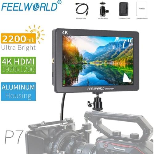 FEELWORLD P7 7 Inch 2200nit Rugged Aluminum 1920X1200 IPS 4K HDMI Input Output Panel Daylight Viewable Camera Field Monitor