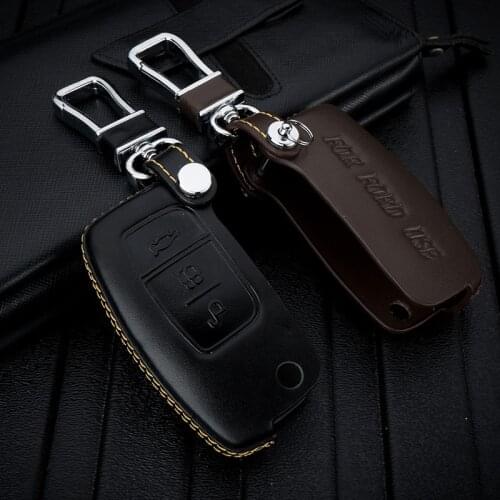 ABAIWAI Car Key Styling Interior Decoration For Ford Focus Fiesta Keychain Case Holder Bag Auto Accessory Covers 3 Buttons Fold
