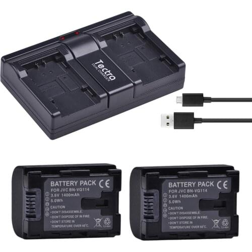 2PC BN-VG114 BN VG114 Camera Battery + Dual USB Charger for JVC GZ-E10 GZ-E100 GZ-E15 GZ-E200 GZ-E205 GZ-E208 BN-VG107 BN-VG121