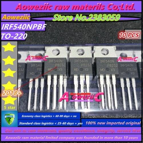 Aoweziic 2018+ 10 PCS 100% new original imported IRF540NPBF IRF540N F540N TO-220 power MOS tube rectifier 100V 33A