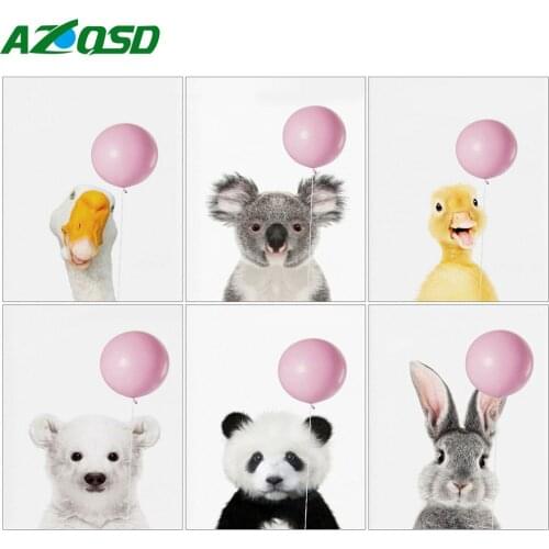 AZQSD Paint By Numbers For Adults Rabbit Koala Hand Paind Kit Canvas Painting By Numbers Animals Oil Painting Decor For Home