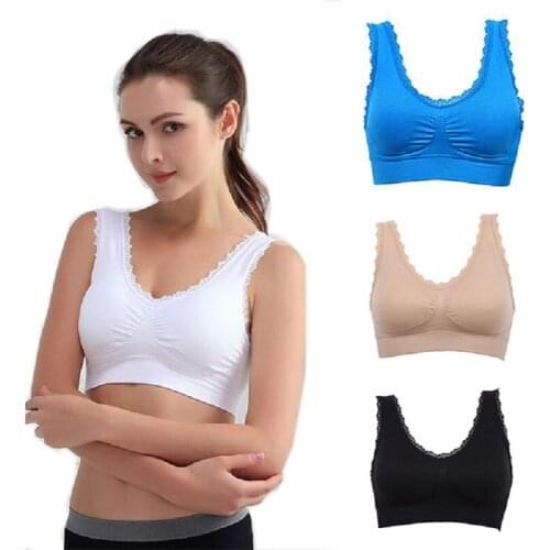 Balight Comfort Sports Yoga Bras Lace Trim Size Female Women Padded Wireless Yoga Gym Bra Clothing Fitness Shirt Vest