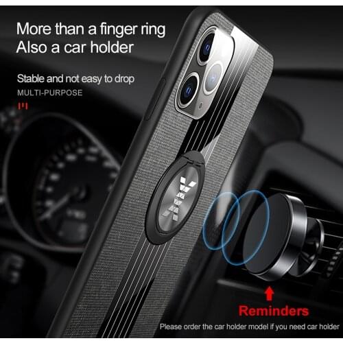 Cloth pattern Case For iPhone 11 Pro XS Max SE 2020 Shockproof Cover Magnetic Finger Ring Phone Case For iPhone X XR 7 8 6S Plus