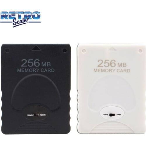 RetroScaler Black and White 256MB Empty Memory Card Save Game Data Stick Module for PlayStation 2 PS2