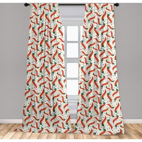 Cinco De Mayo Curtains Graphic Hot Chili Peppers on Colorful Dotted Background Window Curtains for Living Room Bedroom