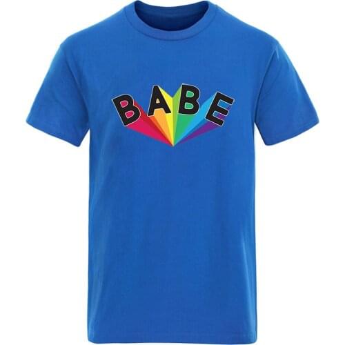 Babe Print Cotton Short Sleeve T-shirt For Man Harajuku High Quality Clothing Tees Male Retro S-3XL Plus Size Graphic Camisetas