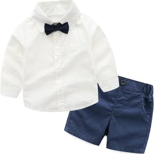 Baby Kids Boy Clothes Set Gentleman Children Boys Clothing Long Sleeve T-Shirt+Pants+Tie Boys Clothes Wedding Party Outfits Boy
