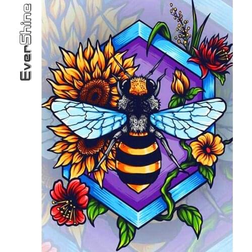 Evershine Diamond Embroidery Bee Animals Diamond Painting Flower 5D DIY Hobby Picture Of Rhinestones Mosaic Art Home Decor