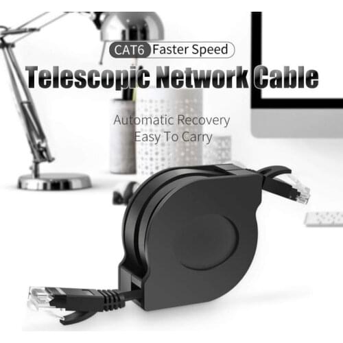 CNCOB Cat 6 Retractable Ethernet Cable 5.9 FT RJ45 8P8C Ultra Flat Gigabit Network Cable Laptop Internet Connection Jumper 1.8M